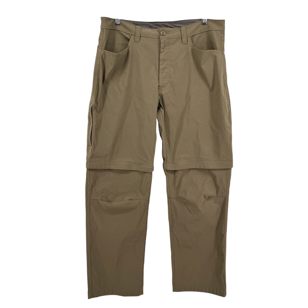 Eddie Bauer Convertible Tech Pant Men 36x30 Pre-Owned Pants Green Zip Off Hiking